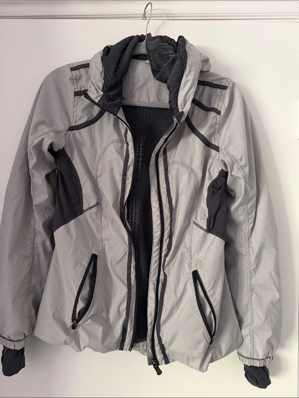 Light Gray Women’s  Hooded Shell Jacket - Breathable Windbreaker